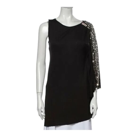 NWT Haute Hippie Asymmetrical ￼Jeweled One Shoulder Midi Dress - Picture 2 of 15